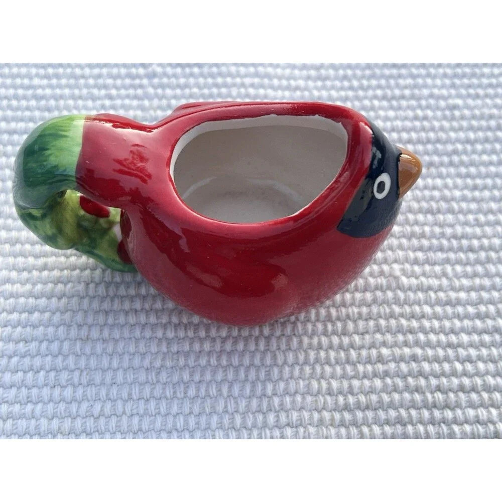 Cardinal Bird Toothpick Holder Ceramic Red Bird Kitchen Decor